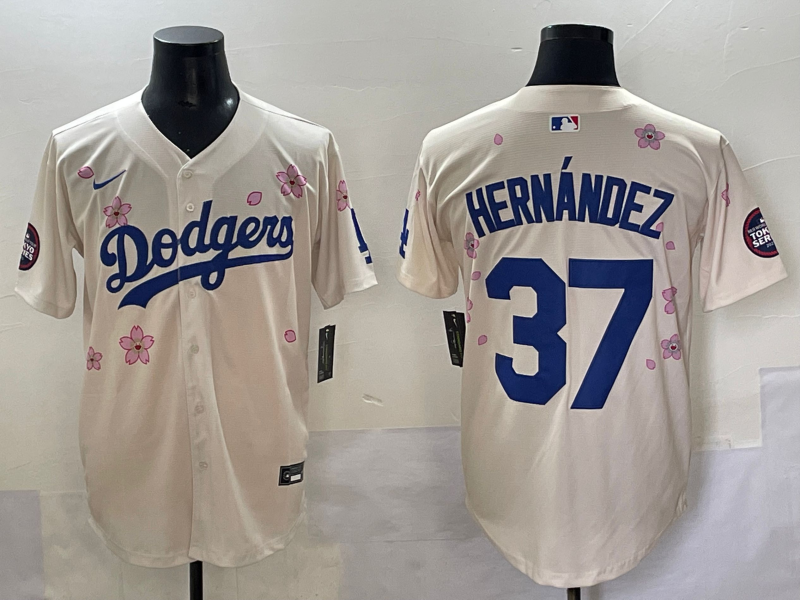 Men's Los Angeles Dodgers Teoscar Hernandez #37 Cream Limited Jersey